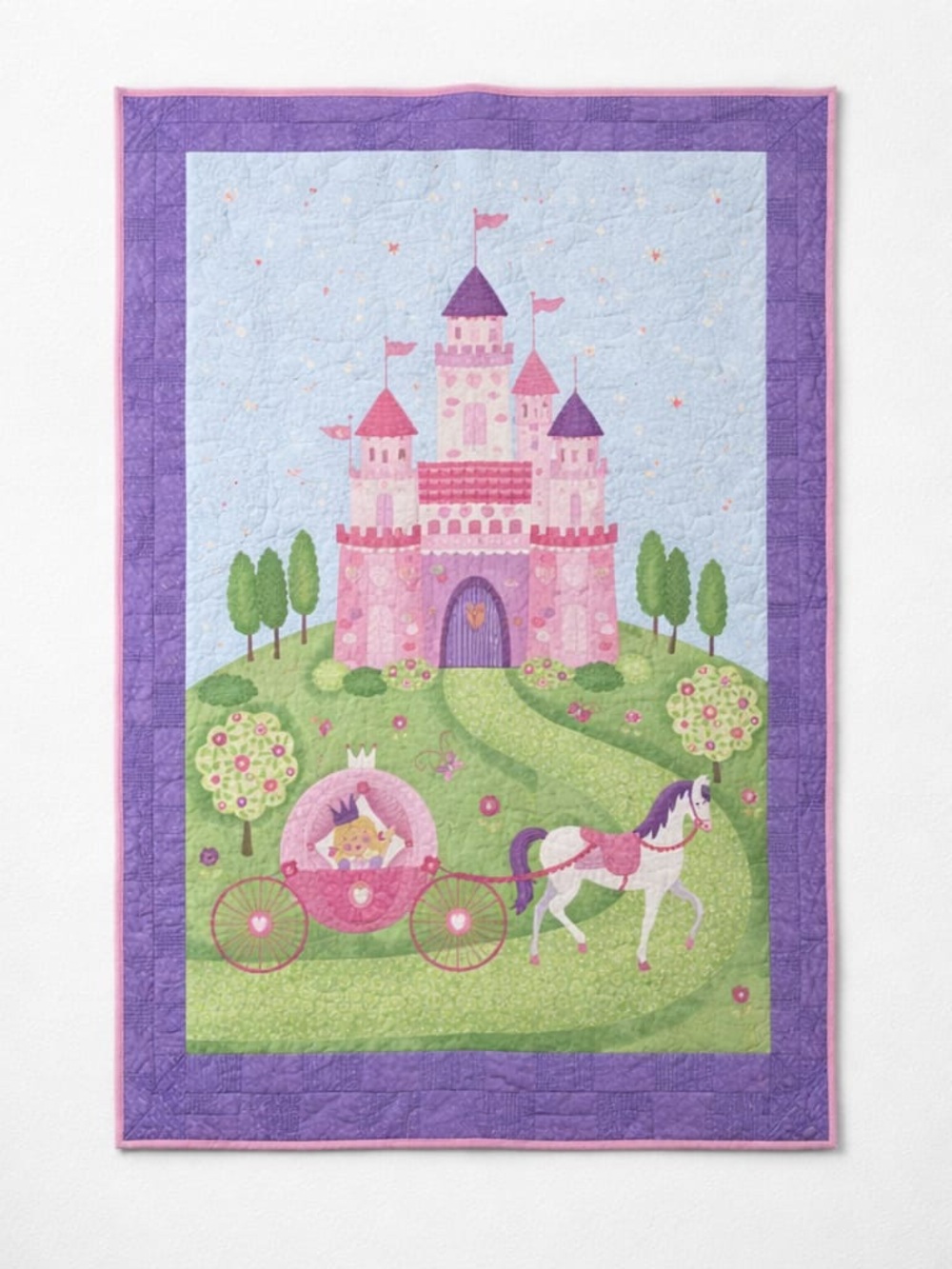 Princess Castle Quilt with Horse and Carriage
